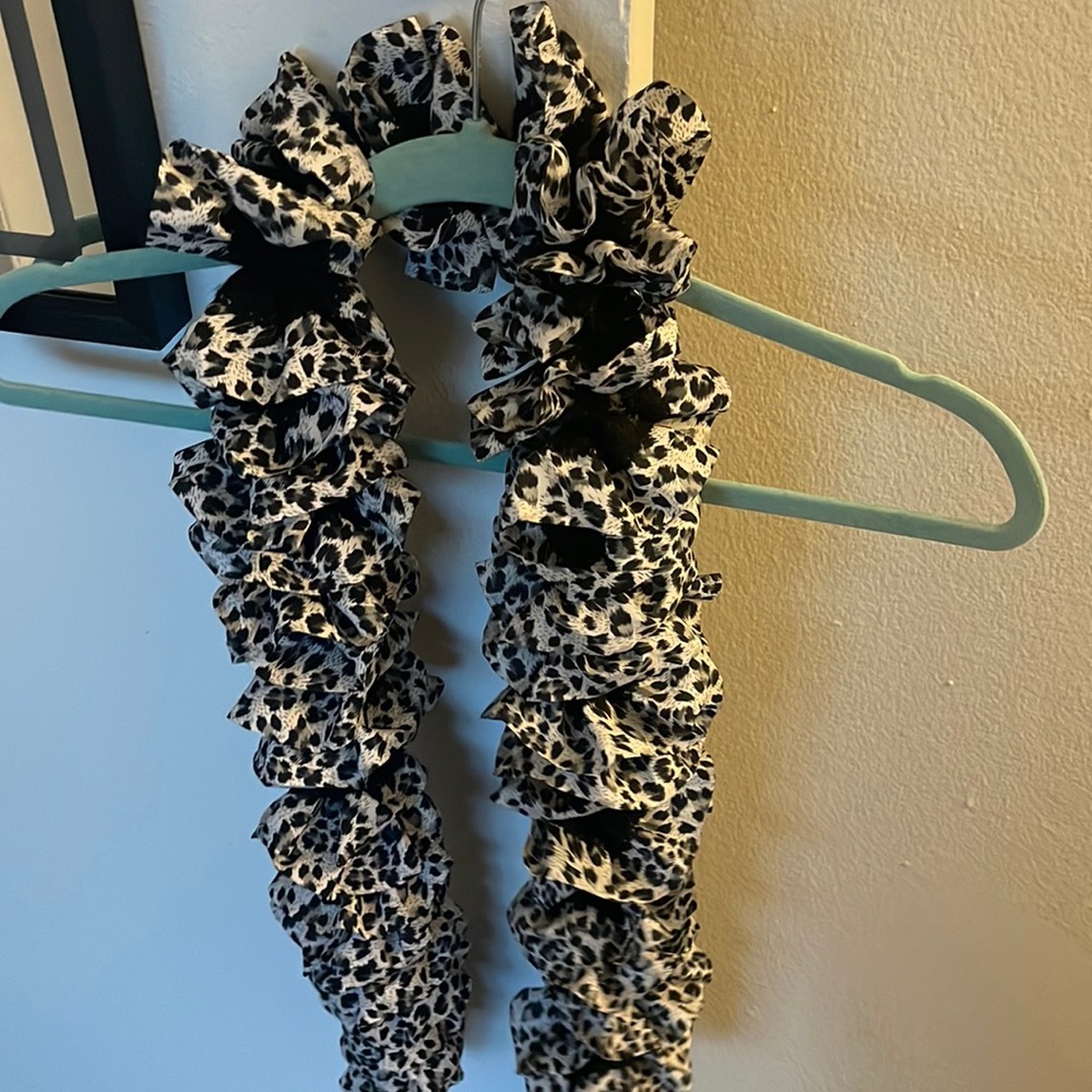 Handmade black and white leopard print scarf